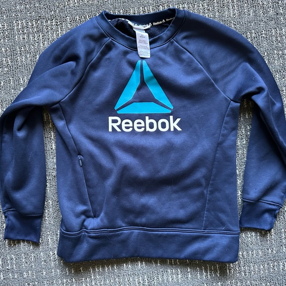 Reebok Blue Athletic Bottoms with Logo and Teal Accents - Picture 1 of 6
